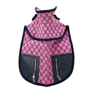 New Authentic Gucci Pink GG Logo Dog Trench Coat Size L